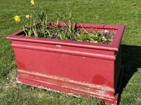 Members of Largs SWI maintaining community flower planters at Cairnies Quay in Largs