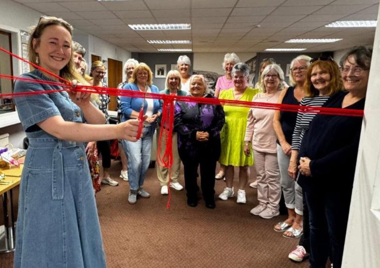 Members attending official opening of Largs SWI new Yarn Club 
