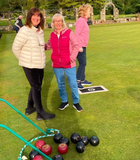 Members of Largs SWI enjoying the beer and bowling event at Douglas Park in Largs Scotland