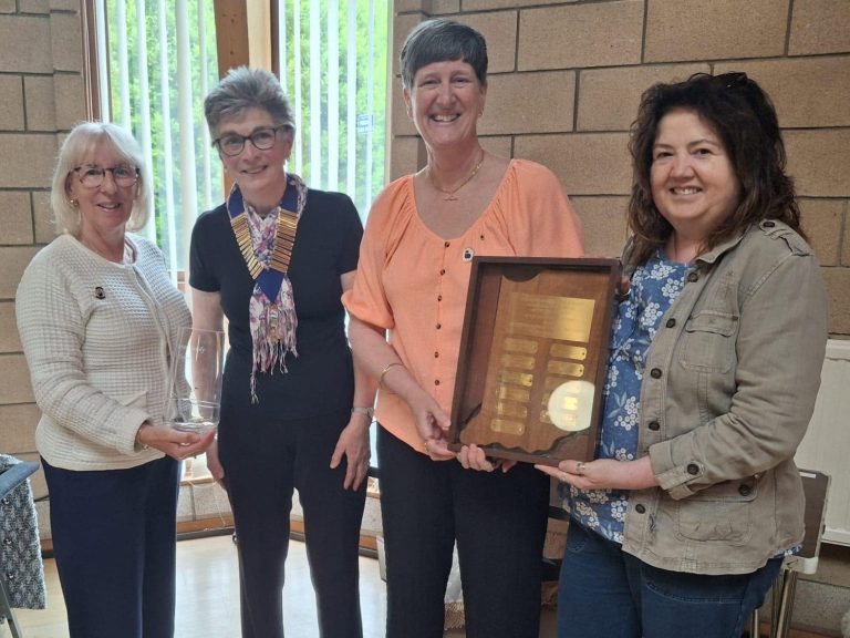 Members of Largs SWI Committee receiving national membership growth awards as Scotlands largest SWI Institute